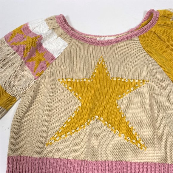 LOVE SHACK FANCY Pink/Yellow 'Ryland' Star Sweater - Picture 3 of 5